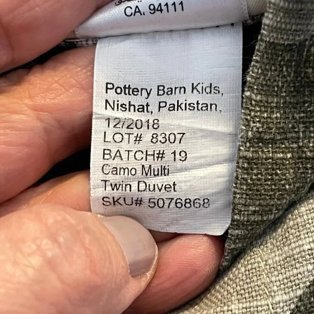 Pottery Barn Kids Camouflage Duvet Cover + Sham 85 x 64